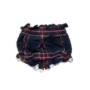 Edgehill Collection Baby Tartan Plaid Bloomers Diaper Cover Navy Red Lace 12M